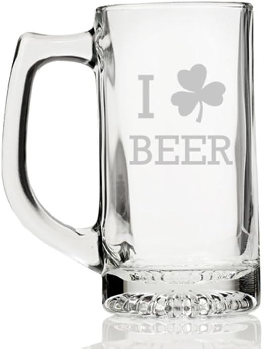 I Love Irish Beer Engraved Glass Beer Mug Beer Mugs & Steins