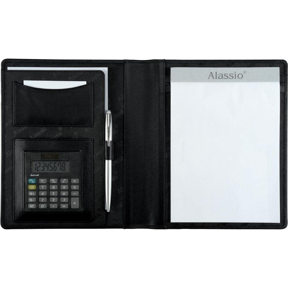 Alassio Bormio 43004-1 A5 Imitation Leather Writing Case with Pocket Calculator Black