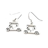 Golf Cart Earrings – Sterling Silver Hooks, Simple Golfer Charm Jewelry, 1.25" Handmade Gift for Her