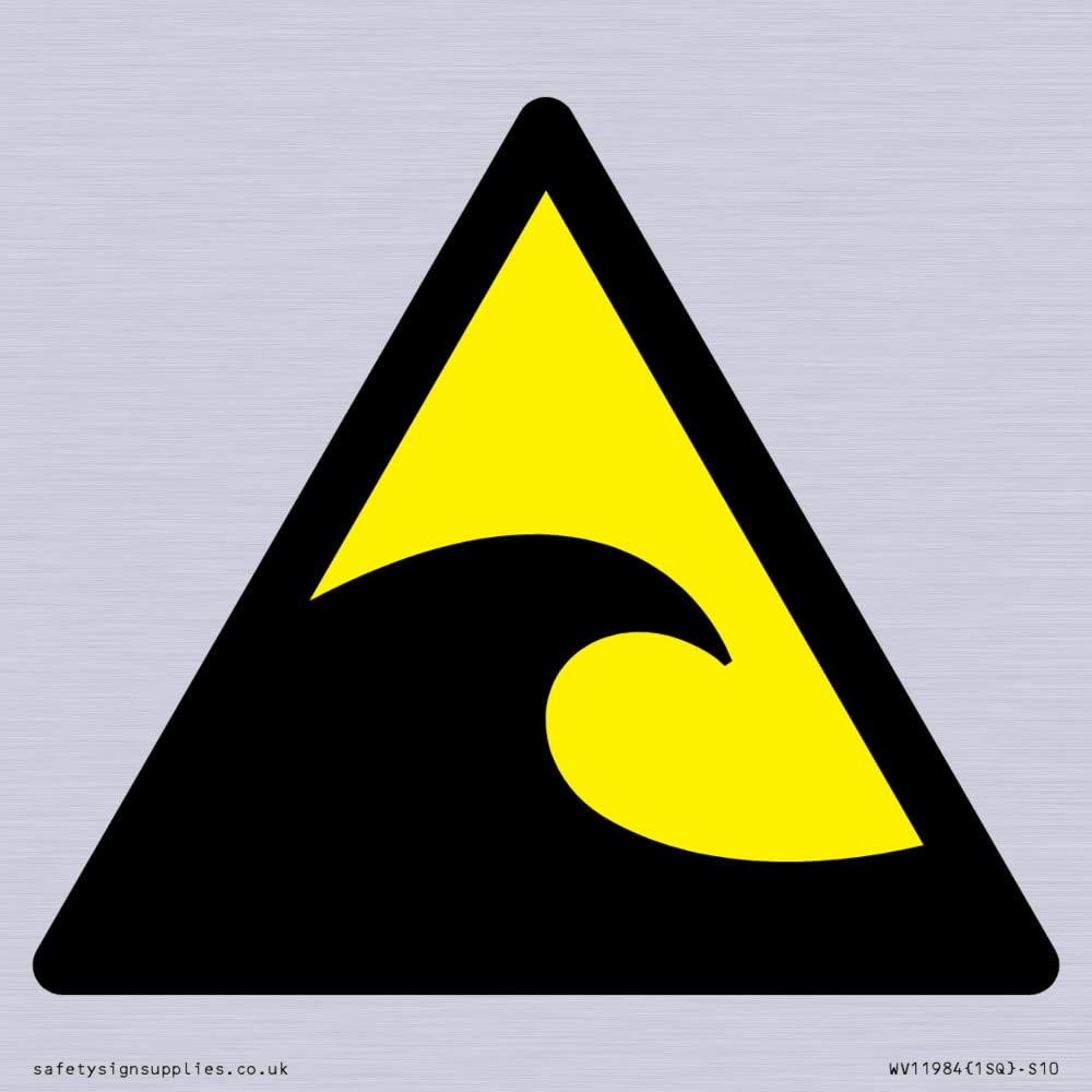 W056 Warning: Tsunami hazard zone Sign - 100x100mm - S10