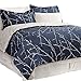 Bedsure King Comforter Sets - 7 Pieces Floral Navy Blue Bed Set, Tree Branch Pattern Printed Bed in a Bag King with Comforter, Sheets, Pillowcases & Shams