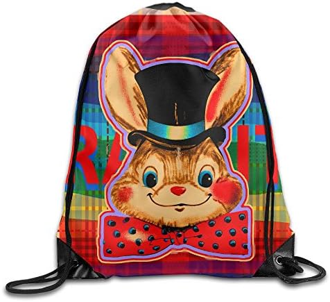 Drawstring Backpack Art Design Print Rucksack Shoulder Bags Gym Bag Cool Cute Magician Bunny Rabbit Baby Gift 17"x12" FRICSTAR