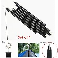 MU-MOON Adjustable Tent Tarp Canopy Pole Set of 1 for Camping Shelters and Awnings 6 Sections 7.6 feet Height Black Surface Durable Steel Rod