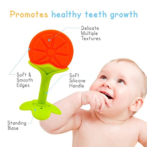 Baby Teether Toys (4 Pack) - Soft Silicone Fruit Teething Toys Set For Toddlers & Infants, Baby Gum Massager by Ashtonbee - Thumbnail 2
