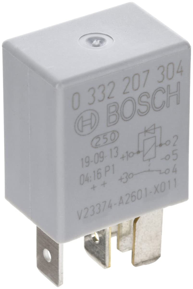 Bosch 0332207304 Micro Relay 12V 20A, IP5K4, Operating Temperature from -40 Degree to 85 Degree C, 5 Pin Relay with diode