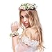 Valdler Flower Wreath Headband Floral Crown Garland Halo with Floral Wrist Band for Wedding Festivals
