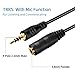 Electop 2.5mm Male OMTP to 3.5mm (1/8 inch) Female CTIA Stereo Audio Extension Cable, 4 Poles Audio Adapter, Support Mic/Headphone Function