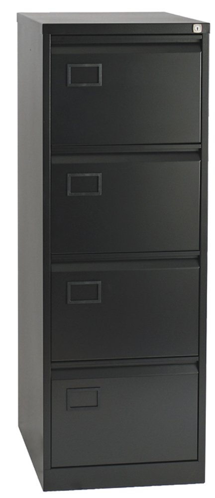 Office Hippo 4-Drawer Bisley Contract Steel Filing Cabinet - Black