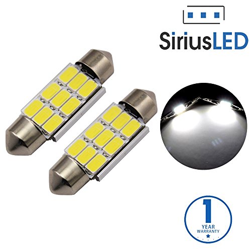 SiriusLED 5730 Chip Super Bright SMD LED Bulbs for Interior Car Lights License Plate Trunk Dome Door Courtesy 36MM Festoon 6418 C5W 6000K Xenon White