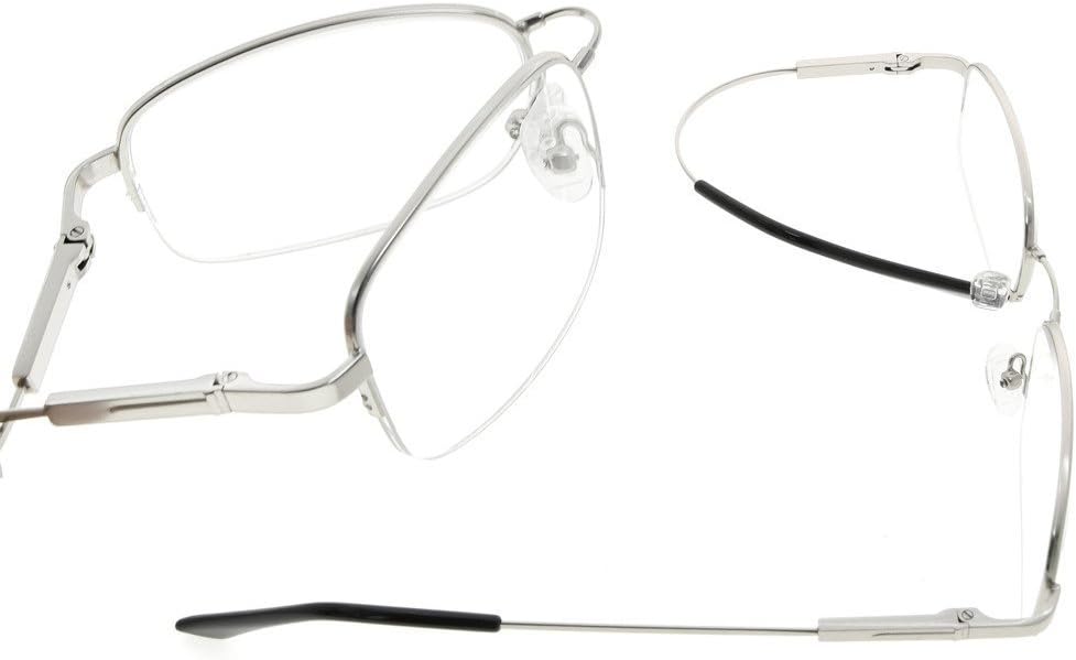 Bendable Memory Titanium,Blue Light Blocking,Half-Rim Computer Reading Glasses(Silver) +0.75, Cg1704-silver - Image 5