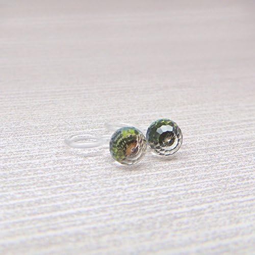 Invisible Clip On Earrings 6mm Round Glass Rhinestone Ball Color Change Rainbow