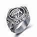 ELFASIO Men Stainless Steel Rings Egyptian Pharaohs Eye of Horus Ra Udjat Silver Tone Jewelry Size 8