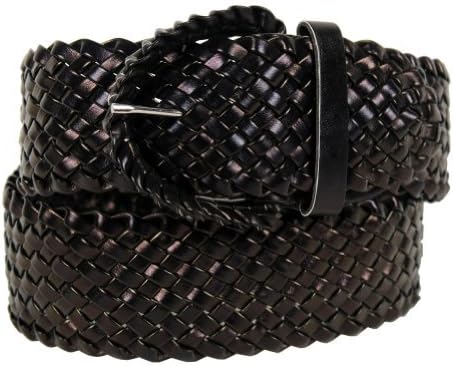 Women's Black 2 Inch Wide Hand Made Soft Metallic Woven Braided Round Belt Medium by Milidee
