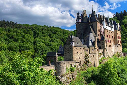 Green Forest Protecting Eltz Castle - World - #51192Wall Art Prints Fabric Cloth Rolled Wall Poster Print - Size:24x16 Inches