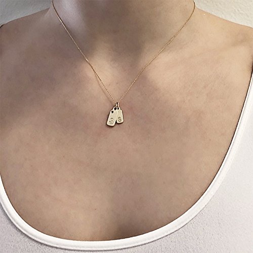 mini gold dog tag necklace