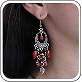 Yheakne Bohemian Blue Turquoise Tassel Earrings Tribal Blue Bead Earrings Turquoise Bead Drop Earring Long Beads Fringe Earring Jewelry for Women