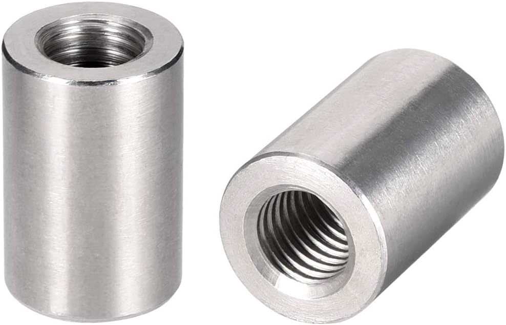 sourcing map Round Connector Nuts, M12x30mm Height Sleeve Rod bar Stud Nut Stainless Steel 304, Pack of 5