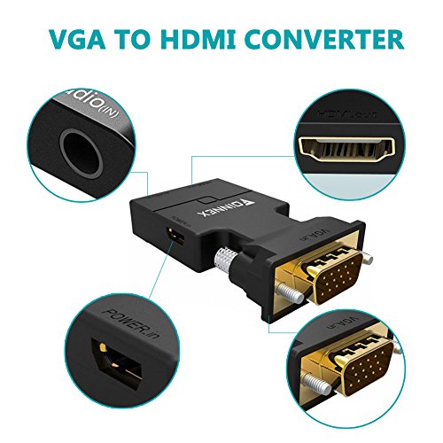 FOINNEX VGA to HDMI Converter with Audio (Old PC to TV/Monitor with HDMI) VGA to HDMI TV Adapter
