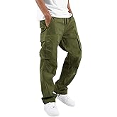 THWEI Mens Cargo Pants Casual Joggers Athletic Pants Cotton Loose Straight Sweatpants