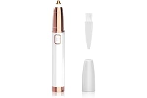 EVOLVIQUE Eyebrow Trimmer for Women - Electric Eye Brow Razor with LED Light Painless & Easy Clean for Eyebrows Face Nose Ear Hair Chin Lips Peach Fuzz Bikini Lines & Other Detailing - Battery Operated (White)