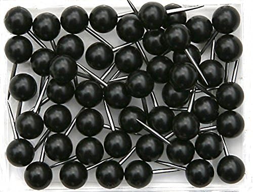 AEXGE™ 1/8 Inch Bead Map Tacks Push Pins Pack of 100 (Black)