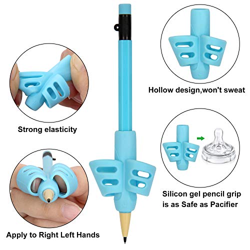 Colovis Pencil Grips,Upgraded Pencil Grips for Kids Handwriting,Pack of 12 Writing Aid Grips for Kids, School Supplies for Kids,Bonus with 8 Pencil Grip Clips.