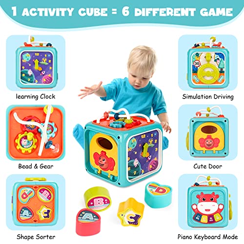 New 6 in 1 Baby Busy Activity Cube, Montessori MultiFunction Musical