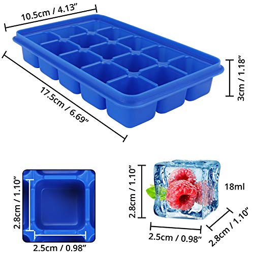 Kurtzy 4Stk Eiswürfelbehälter mit Deckel Transparent - Flexible Eiswürfelform Silikon, Eiswürfelbox für 60 Eiswürfel… – Bild 3