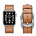 Sweatproof Hybrid Leather Sports Watch Band Vintage Replacement Bands for Apple Watch iwatch Series 4 3 2 1 Dark Brown Replacement Straps with Sliver Stainless Steel Buckle Clasp (42mm, Brown)