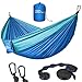 Forbidden Road Swing Camping Hammock 210D Nylon with Straps (Sky Blue/Tiffany Blue, Double)