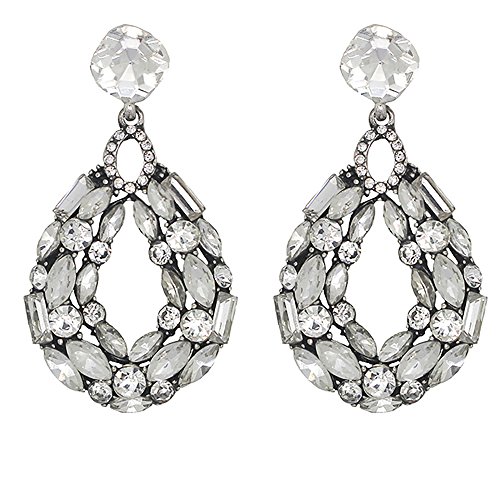 Cluster crystal teardrops dangle earrings for women (cl…