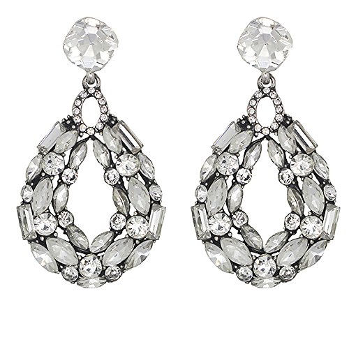 Cluster Crystal Teardrops Dangle Earrings For Women (clear)