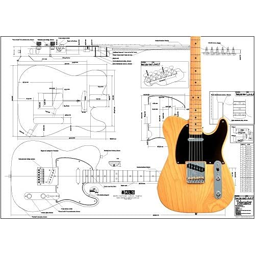 Aust Luthiers Supplies Plan of Fender Telecaster Electric Guitar - Full Scale Print
