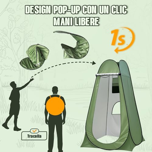 Charmofun Tenda Doccia Campeggio, Tenda WC Campeggio con Finestra e Tasca Portaoggetti, Tenda da Bagno Pop Up per Spiaggia, Pesca, Escursionism