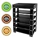 Jerry & Maggie - 5 tier 100% Solid Wood Shoe Rack With 1 Large Top Draw / Shoe Storage Shelves Free Standing Flat Shoe Racks Classic Style - Multi function shelf organizer - Black Wood Tone