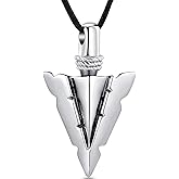 Imrsanl Cremation Jewelry for Ashes Stainless Steel Urn Pendant Necklace for Mens Boys Cool Spearpoint Arrowhead Memorial Keepsake Ash Jewelry
