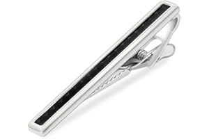 Merit Ocean Men Tie Bar Clip 2.2"Inches Brass Gun-black Plated Carbon Fiber Regular Fashion Tie Bar Clips