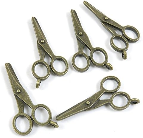 10 PCS Jewelry Making Charms Ancient Antique Bronze Fashion Jewelry Making Crafting Charms Findings Bulk for Bracelet Necklace Pendant A03441 Scissors