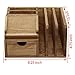 MyGift Rustic Brown Wood Desktop Organizer with Drawer, Mail Sorter, Sticky Note Pad Holder, Wooden Desk Storage Caddy for Office/Home