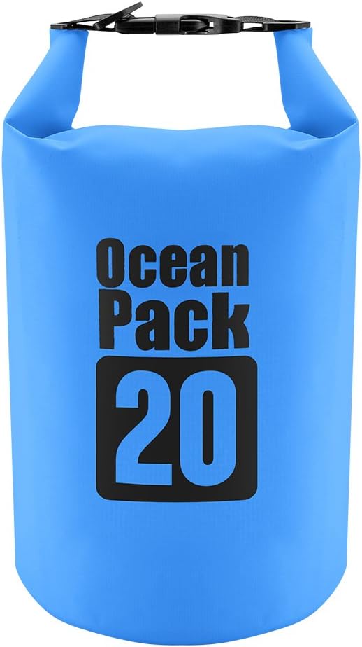 ZERRO Outdoor Backpack Waterproof Roll-Top Dry Bag Pouch Dry Sack for Rafting Boating Kayaking Fishing Water Sports (Blue, 20L)