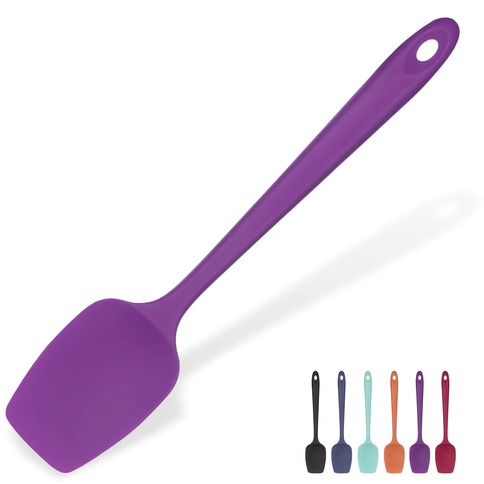 Heat Resistant Silicone Spoon Spatula: U-Taste 315℃ Heat Proof Flexible Seamless Rubber Spatula, Baking Cooking Silicon Kitchen Utensil for Nonstick Cookware Mixing Stirring Scraping (29cm, Purple)