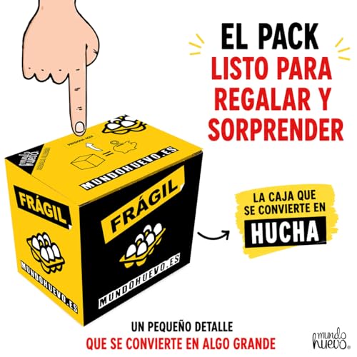 mundohuevo Original Gift Pack for Friends, Couple, Family and Office | Funny Mug "Gracias por Aguantarme" 350 ml + 12 Joke Candies in blister Sugar-Free with Cherry flavor.