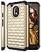 Moto G4 Play Case, Moto G Play Case, Style4U [Shockproof] Studded Rhinestone Crystal Bling Hybrid Armor Case for Motorola Moto G4 Play / Moto G Play XT1607 / XT1609 with 1 Stylus [Gold / Black]