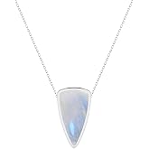 LUSTRE AND LIGHT Natural Rainbow Moonstone Slider Pendant Necklace for Women in Sterling Silver, June Birthstone Jewelry Gifts for Her Birthday, Anniversary, Christmas, Graduation