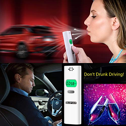Quimat Breathalyzer, Portable Breath Alcohol Tester, Digital Battery Power Alcohol Detector with LCD Display for Personal & Professional Use