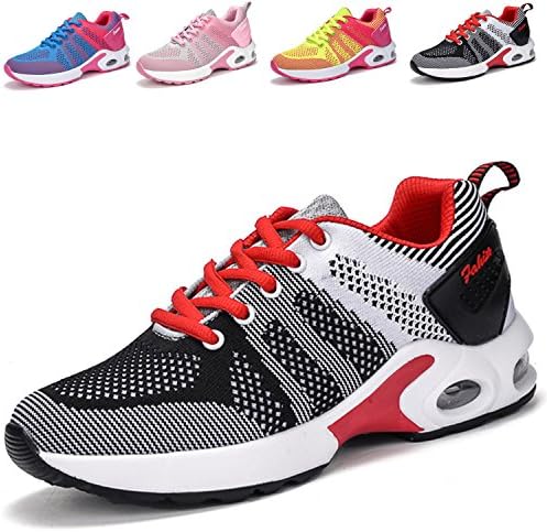 Women's Lightweight Comfortable Running Shoes Breathable Tennis Shoes Sports Shoes Casual Walking Sneakers(Air cushion, Black white-36)
