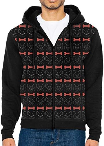 Bulldog Bone Men's Adult Casual Pockets Hooded Sweater Zipper Hoodie Long Sleeve Sweatshirt Jacket