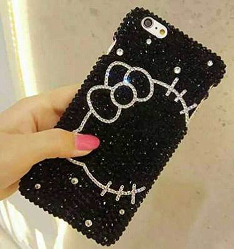 Chic Bling iPhone 8 Plus Case Cute iPhone X Cases Black Rhinestone Cat inspired Handmade custom iPhone Cases for iPhone5/6/7/8 sparkly samsung galaxy s8 Plus case