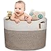COSYLAND XXLarge 19.7“X 19.7“X 13“ Storage Basket Woven Cotton Rope Organizer Baby Laundry Baskets for Blanket Toys Towels Nursery Hamper Bin with Handle
