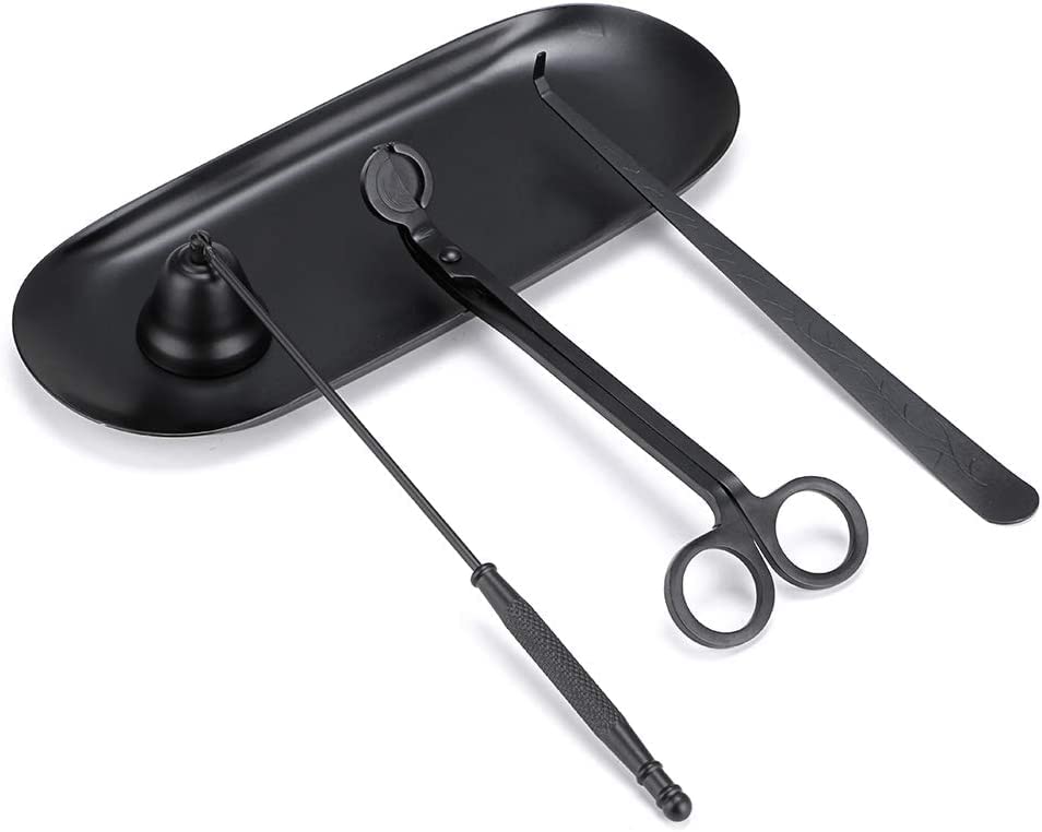 Canirologas 4 in 1 Candle Tools Set, Candle Wick Trimmer, Candle Cutter, Candle Snuffer, Candle Wick Dipper Accessory Set (black)
